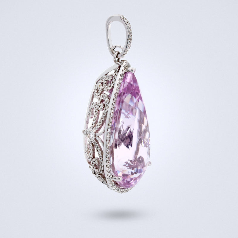 Pastel Rain Kunzite Diamond Pendant