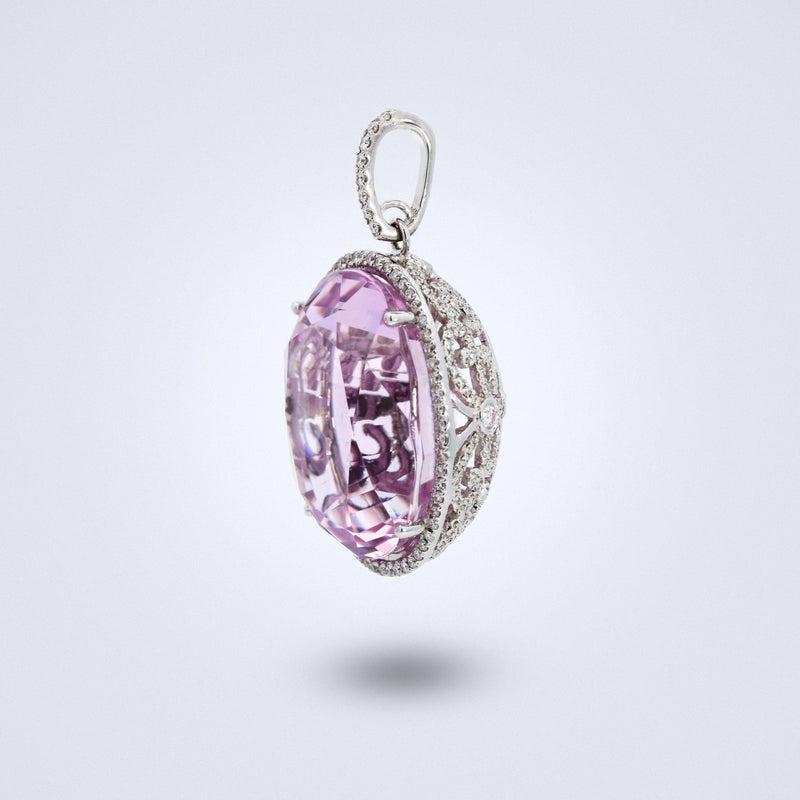 Brilliant Kunzite Diamond Pendant