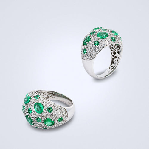 emerald glow diamond bombe ring