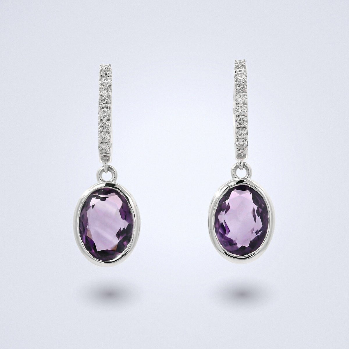 Amethyst Diamond Drop Earrings - Benny's Gems Creations