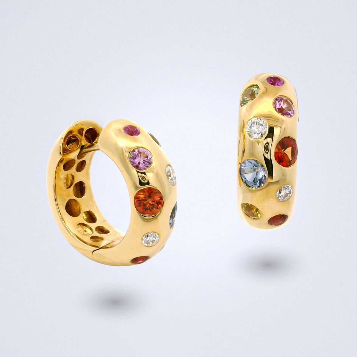 Aurora Sapphire Gold Hoops - Benny's Gems Creations