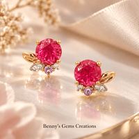 Belle Fleur Rubellite Stud Earrings - Benny's Gems Creations