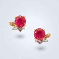 Belle Fleur Rubellite Stud Earrings - Benny's Gems Creations