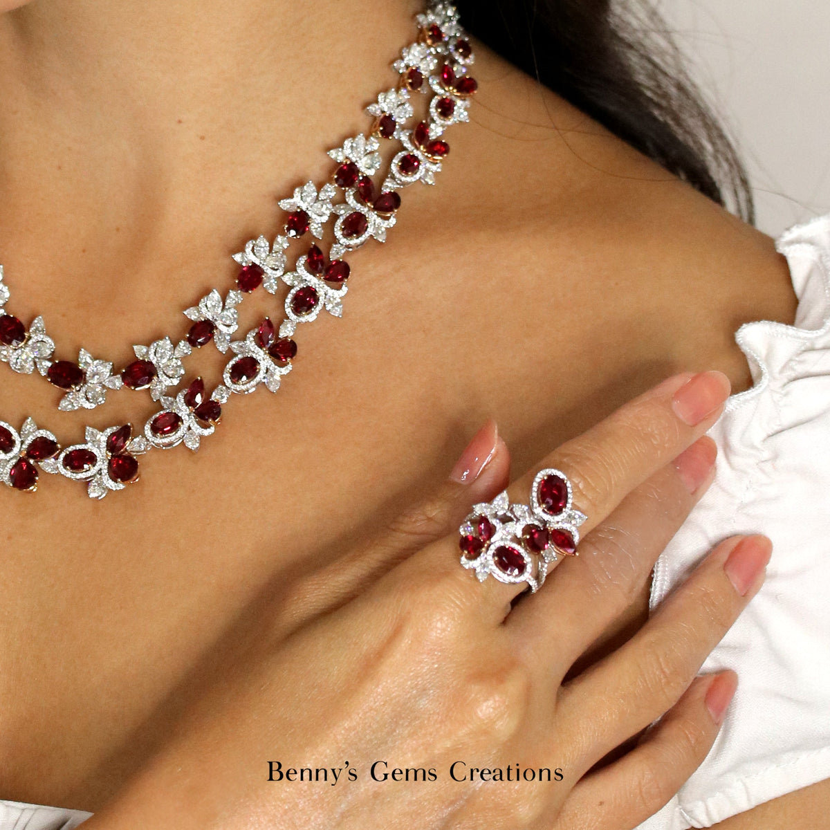 Blooming Rubies Diamond Ring - Benny's Gems Creations