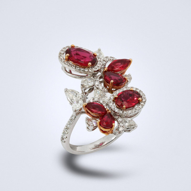 Blooming Rubies Diamond Ring - Benny's Gems Creations