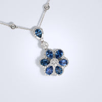 Blooming Sapphire Flower Diamond Pendant - Benny's Gems Creations