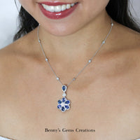 Blooming Sapphire Flower Diamond Pendant - Benny's Gems Creations