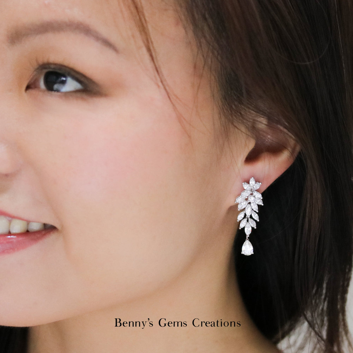 Blossom Cascade Diamond Earrings - Benny's Gems Creations