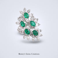 Blossoming Emerald Garden Diamond Ring - Benny's Gems Creations