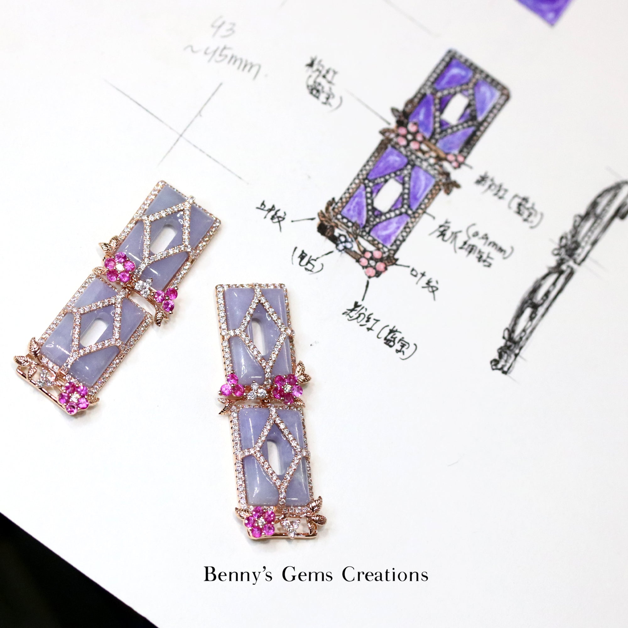 Blossoming Jadeite Diamond Earrings - Benny's Gems Creations