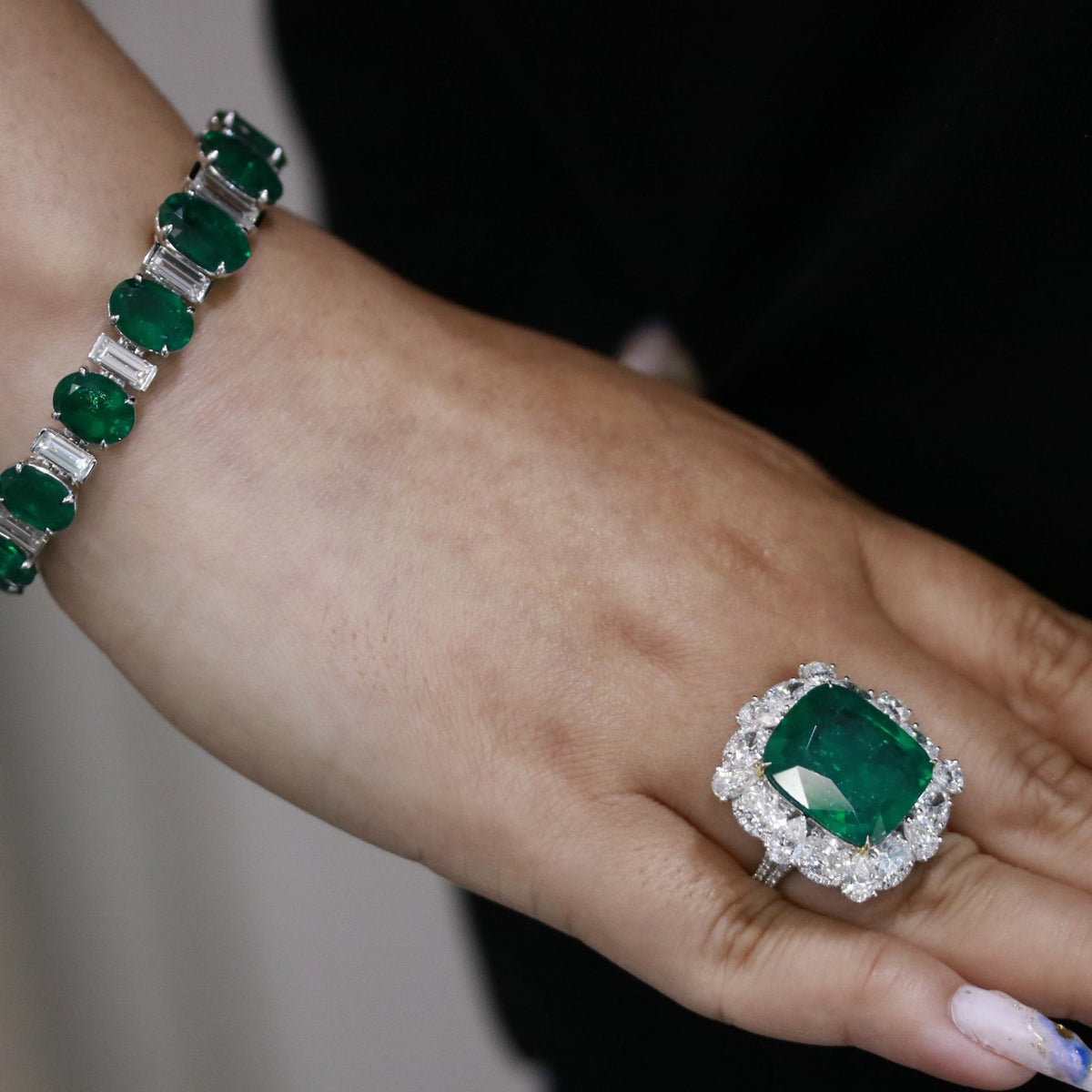 Brilliant No - Oiled Zambian Emerald Diamond Ring - Benny's Gems Creations