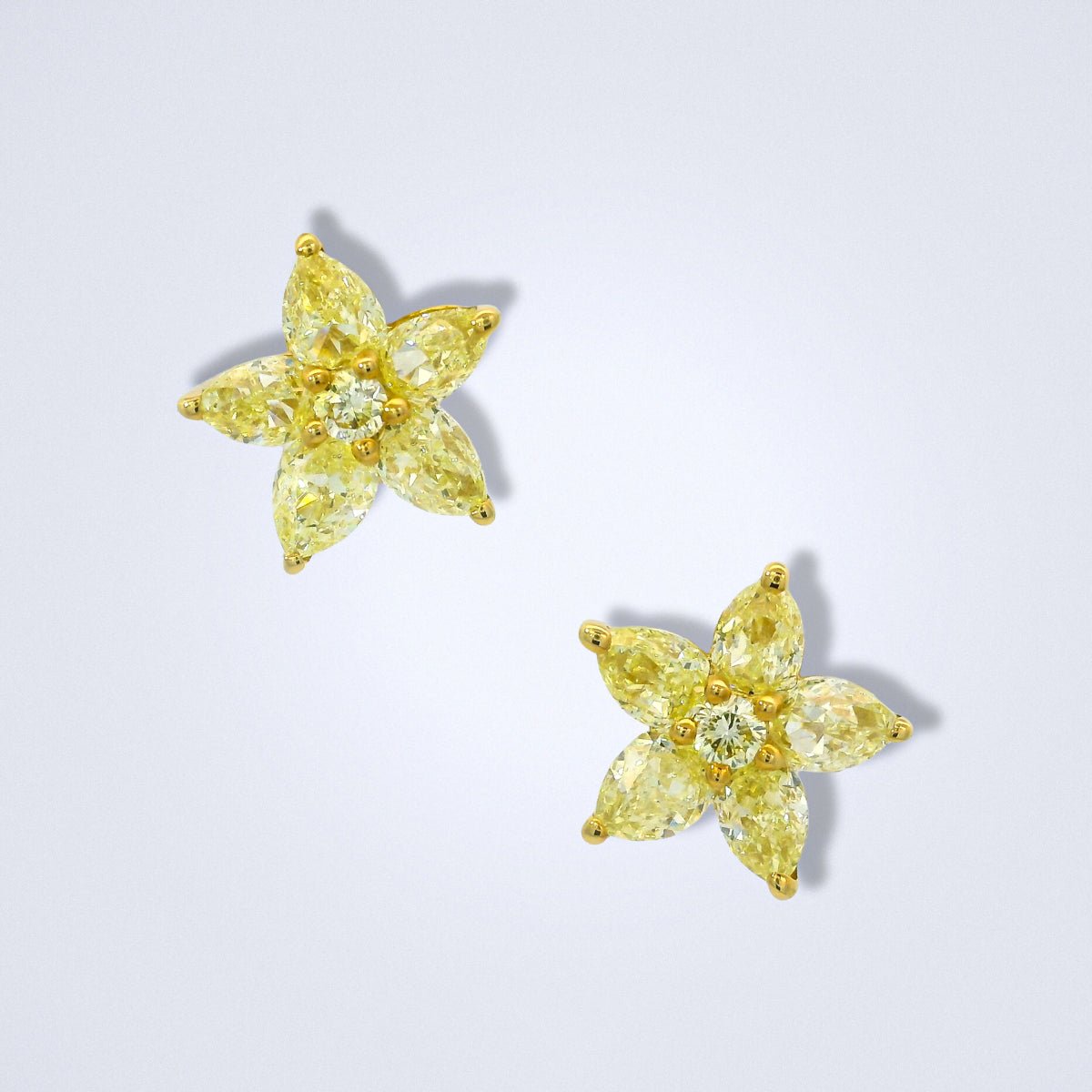 Brilliant Yellow Diamond Flower Earrings - Benny's Gems Creations