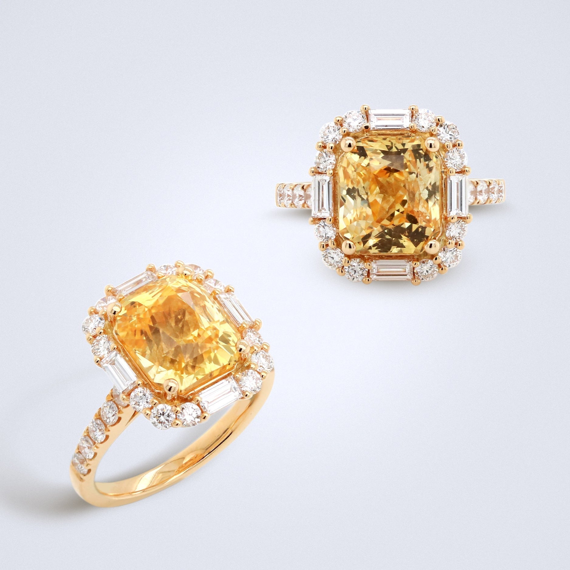 Brilliant Yellow Sapphire Diamond Ring - Benny's Gems Creations