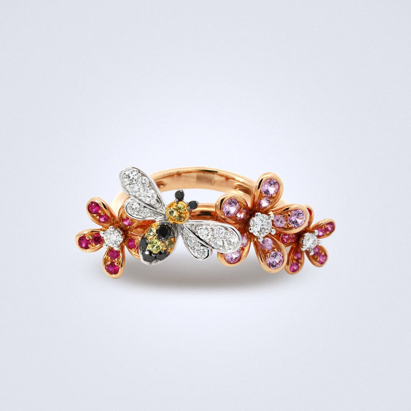 Busy Bumblebee Sapphire Diamond Ring - Benny's Gems Creations