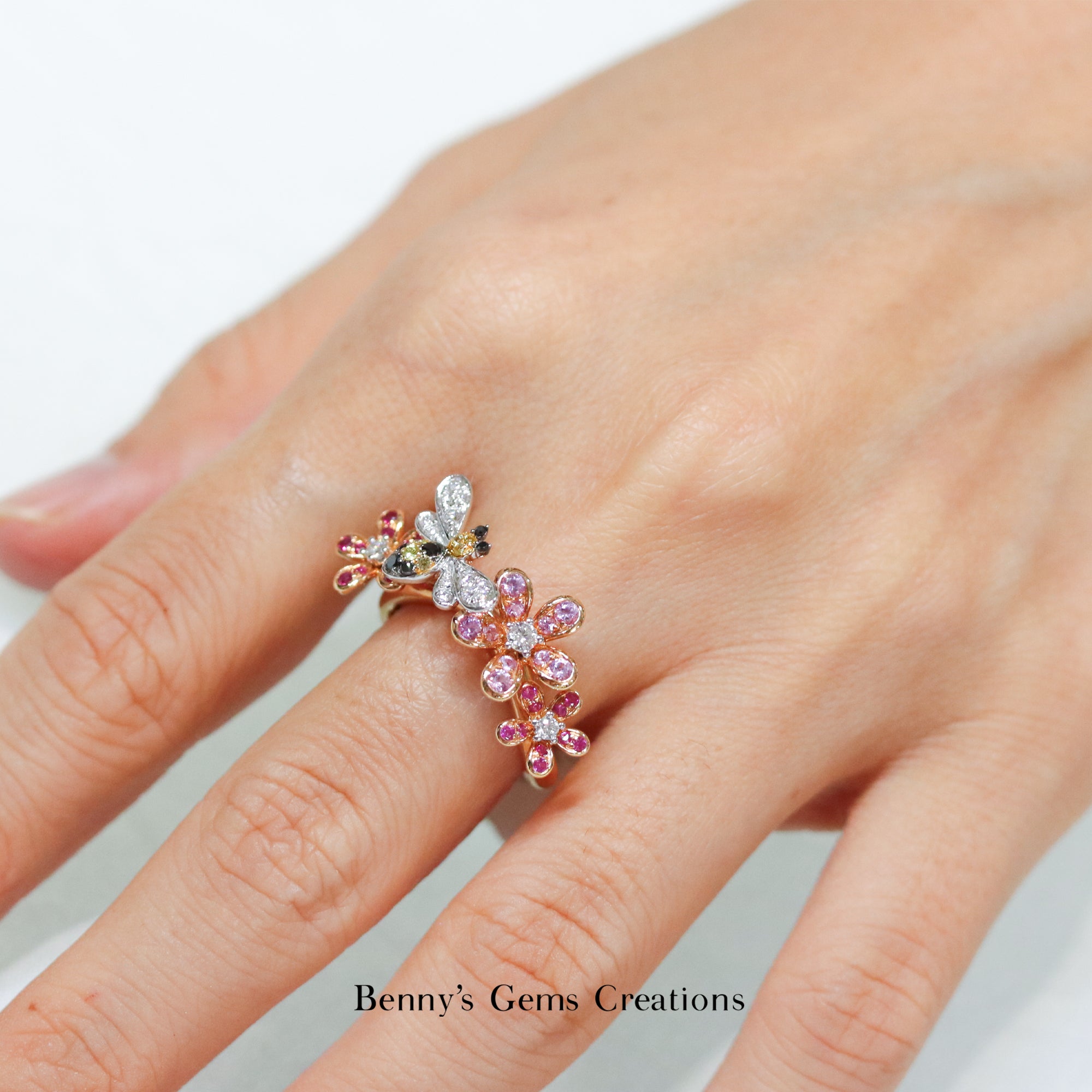 Busy Bumblebee Sapphire Diamond Ring - Benny's Gems Creations