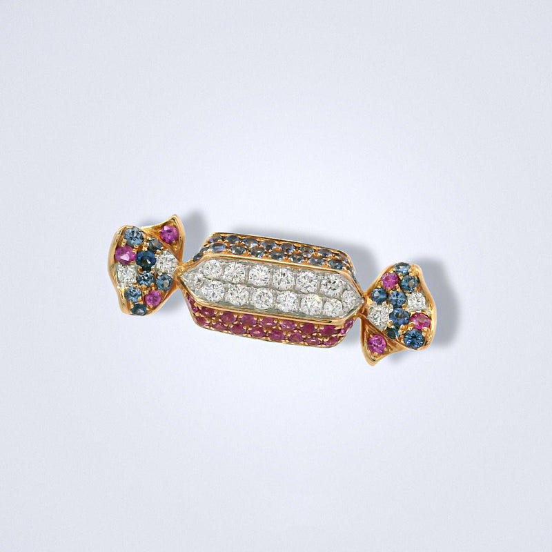 Candy Trio Sapphire Diamond Brooch - Benny's Gems Creations
