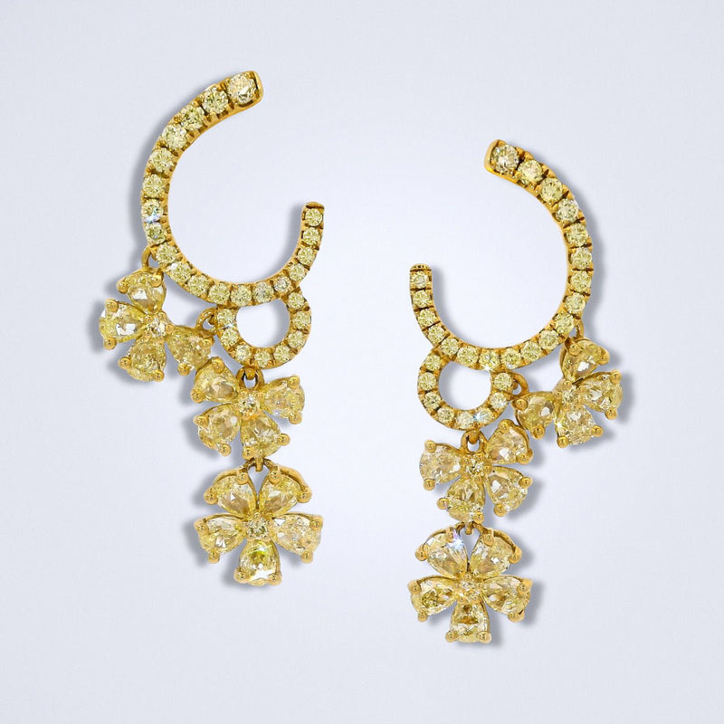 Cascading Sunlit Blossoms Diamond Earrings - Benny's Gems Creations