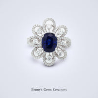 Celestial Bloom Sapphire Diamond Ring - Benny's Gems Creations