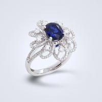 Celestial Bloom Sapphire Diamond Ring - Benny's Gems Creations
