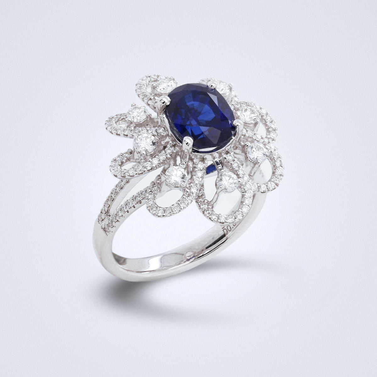 Celestial Bloom Sapphire Diamond Ring - Benny's Gems Creations