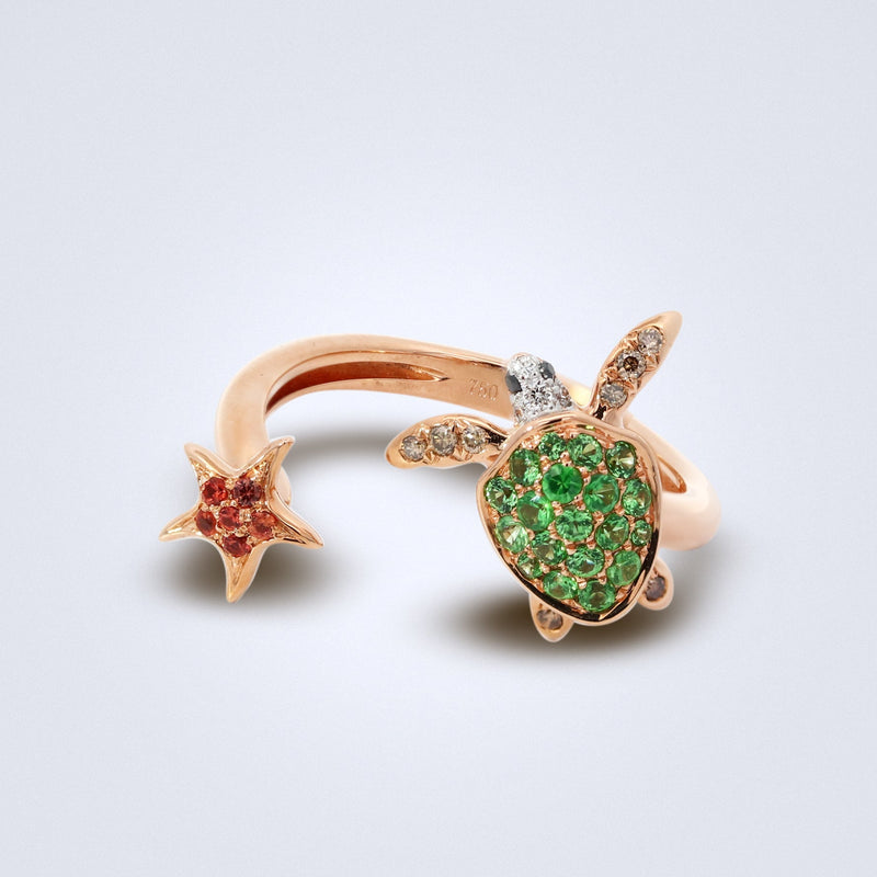 Celestial Tortoise Star Open Ring - Benny's Gems Creations