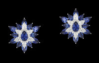 Ceylon Midnight Bloom Sapphire Diamond Earrings - Benny's Gems Creations