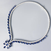 Ceylon Midnight Bloom Sapphire Diamond Necklace - Benny's Gems Creations