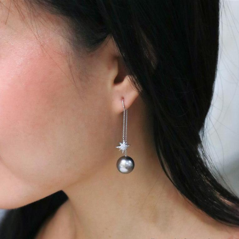 Tahitian Twinkle Pearl Diamond Earrings