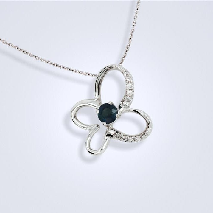 Charming Sapphire Butterfly Diamond Pendant - Benny's Gems Creations