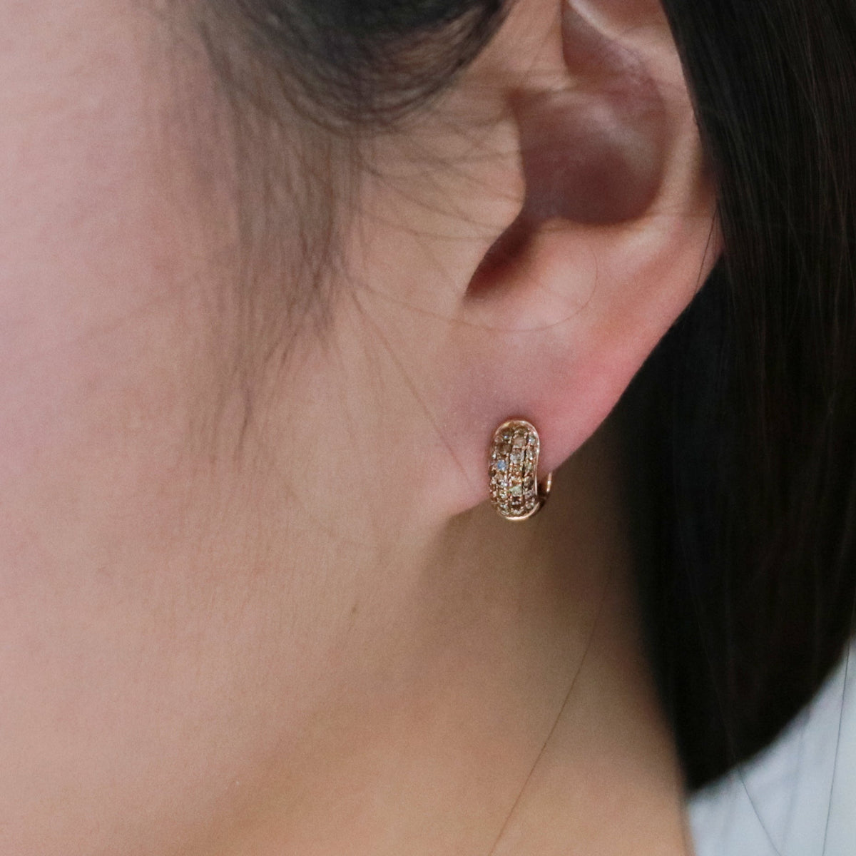 Chocolate Diamond Rose Gold Huggies - Benny's Gems Creations