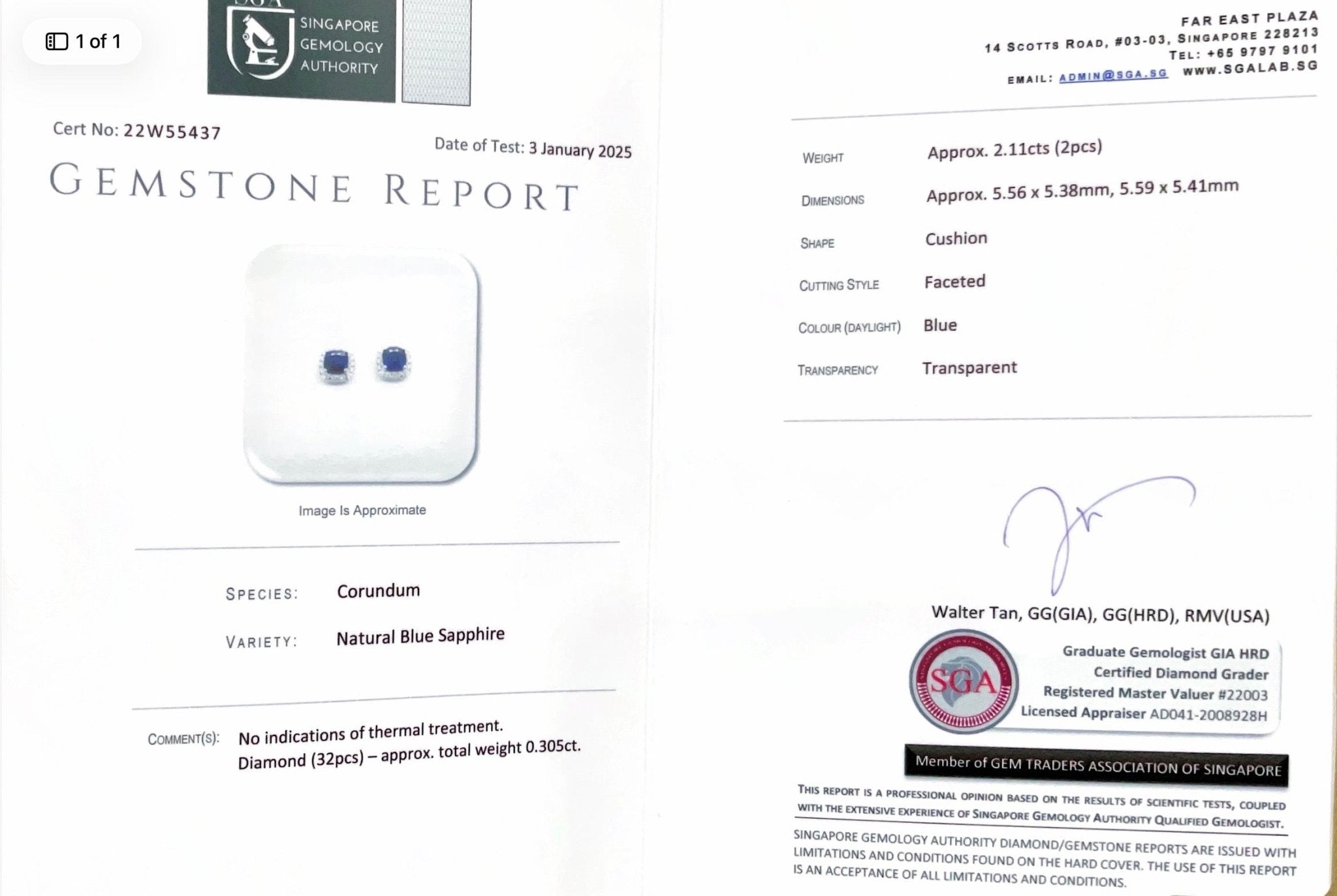 Classic Cushion Sapphire Diamond Earrings - Benny's Gems Creations