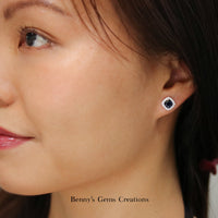 Classic Cushion Sapphire Diamond Earrings - Benny's Gems Creations