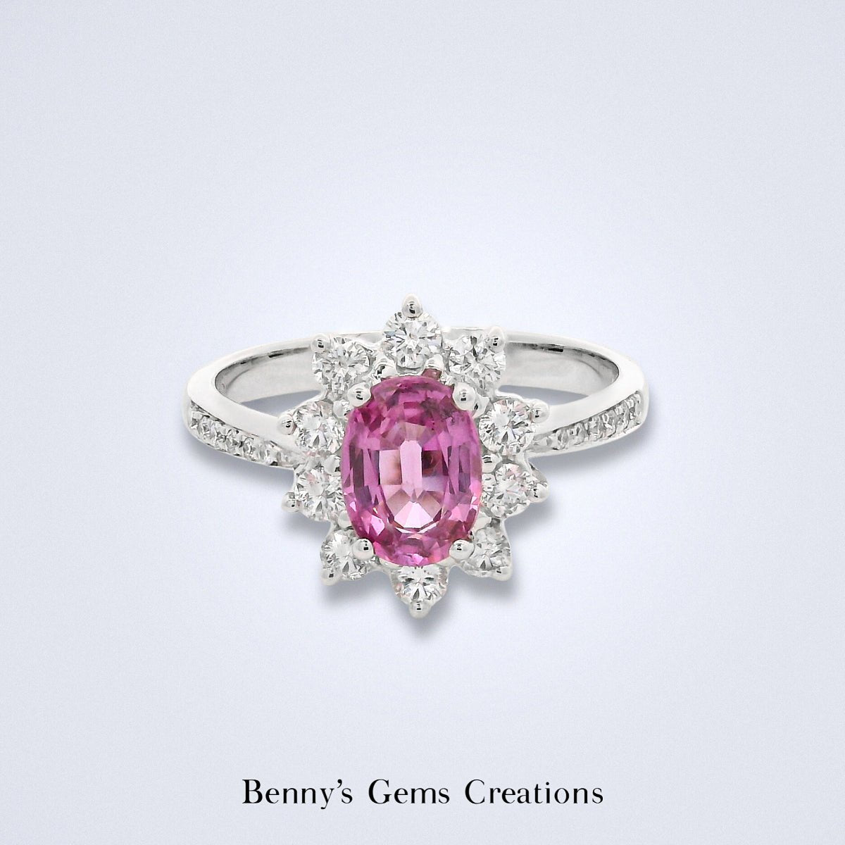 Classic Pink Sapphire Diamond Ring - Benny's Gems Creations