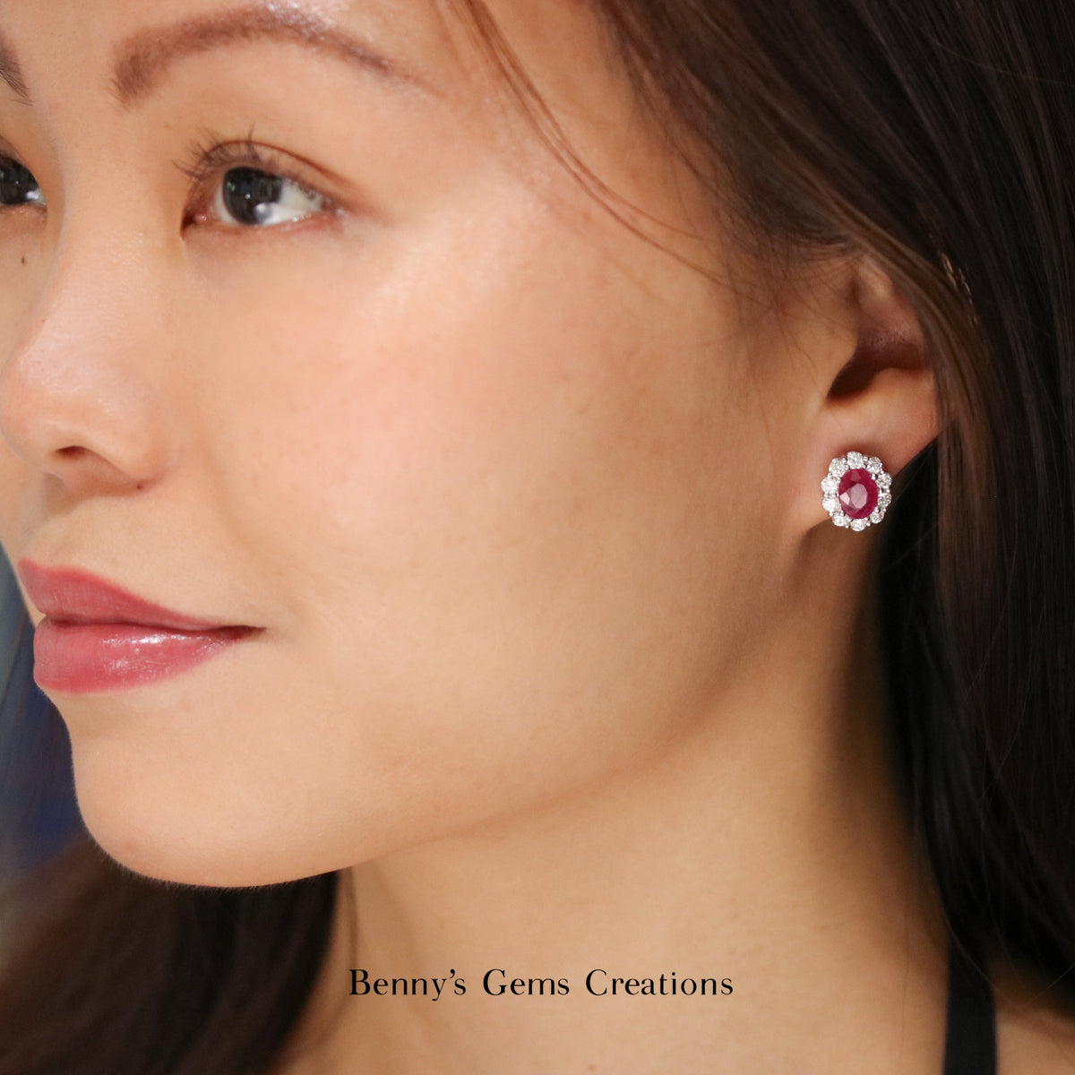Classic Ruby Diamond Earrings - Benny's Gems Creations