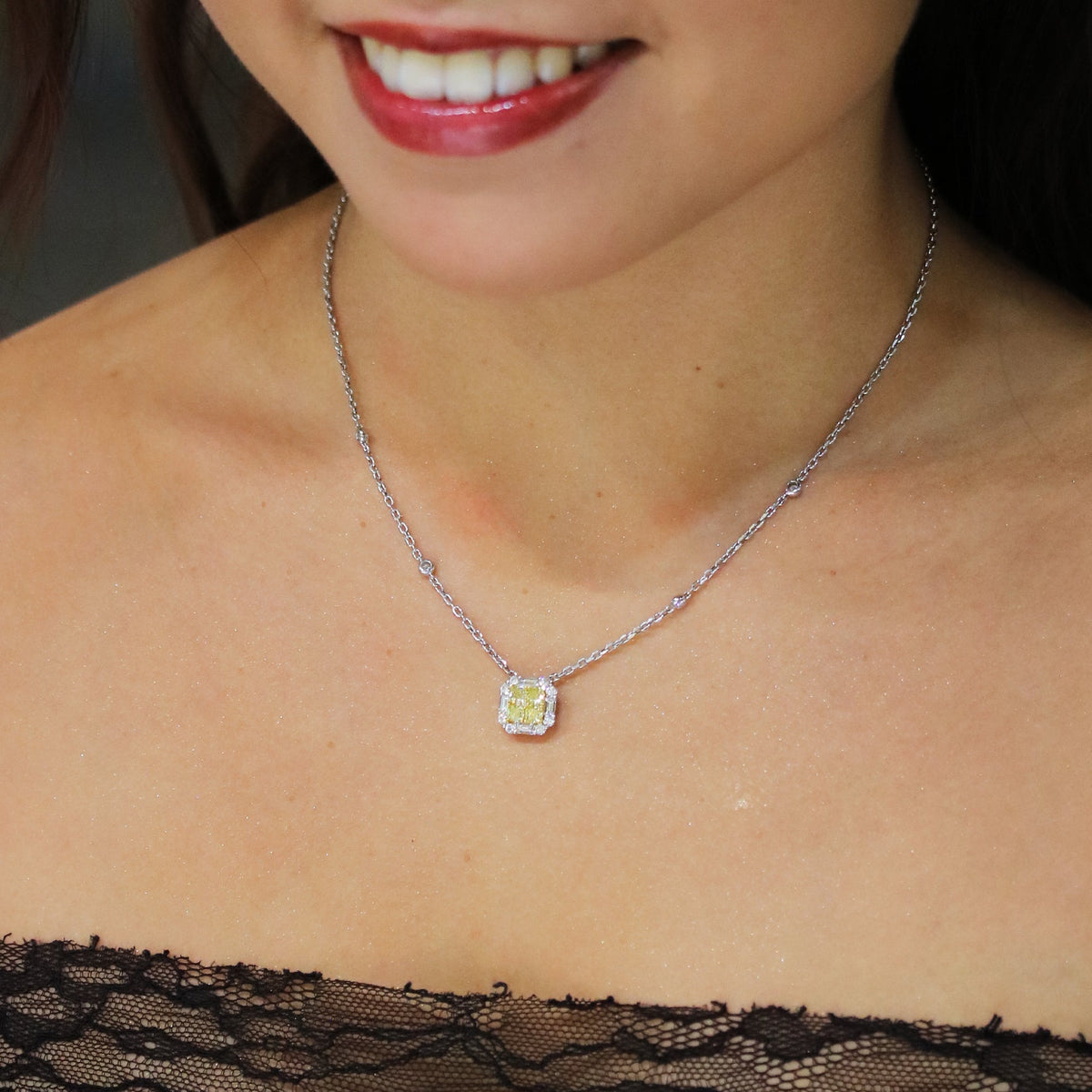 Cluster Yellow Diamond Necklace - Benny's Gems Creations