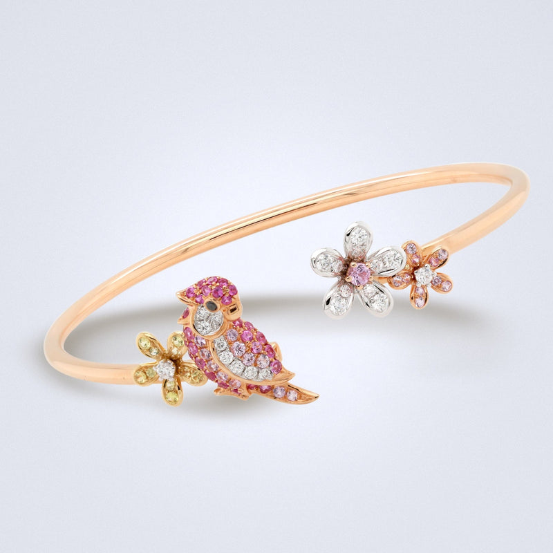Cockatiel Flower Bangle - Benny's Gems Creations