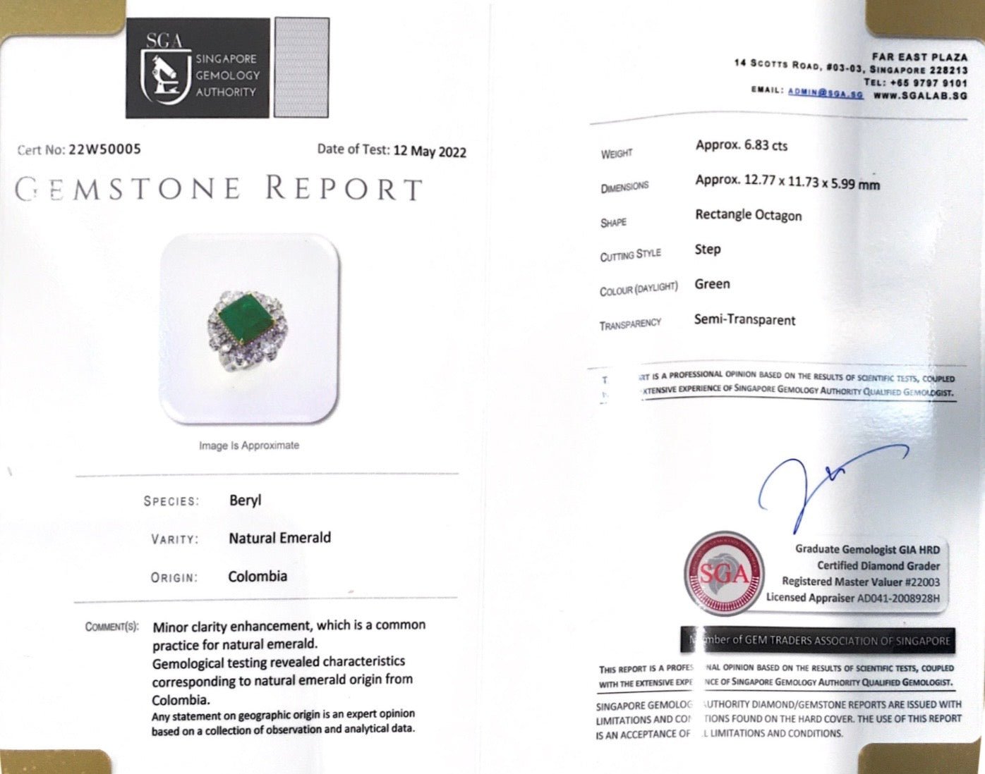 Colombian Emerald Diamond Ring Pendant - Benny's Gems Creations