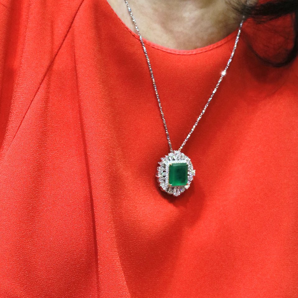 Colombian Emerald Diamond Ring Pendant - Benny's Gems Creations