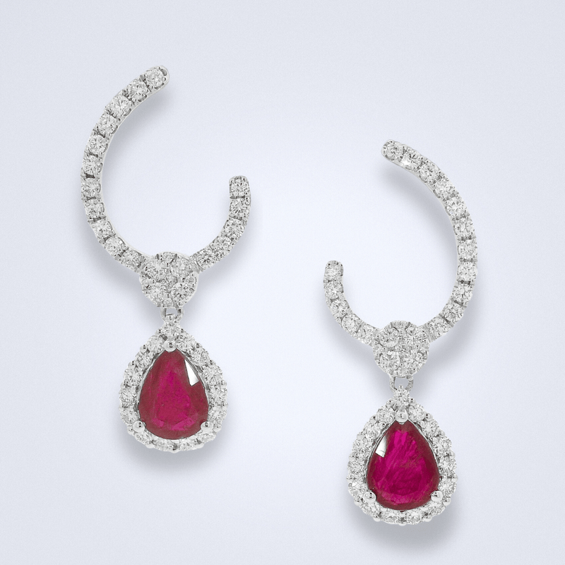Crimson Glow Ruby Diamond Earrings - Benny's Gems Creations