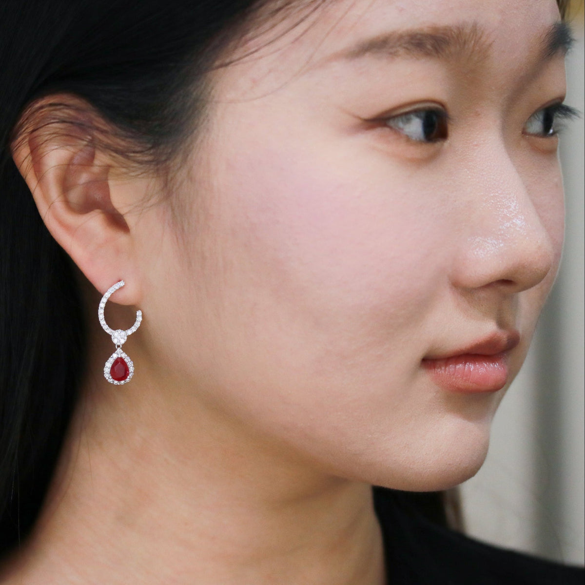 Crimson Glow Ruby Diamond Earrings - Benny's Gems Creations