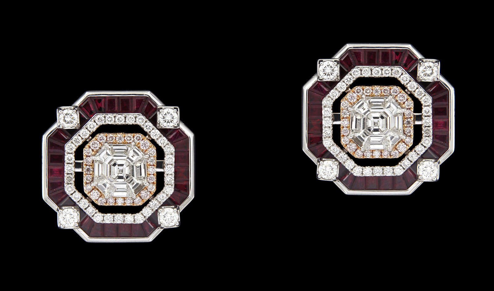 Crimson Metamorphosis Ruby Diamond Earrings - Benny's Gems Creations