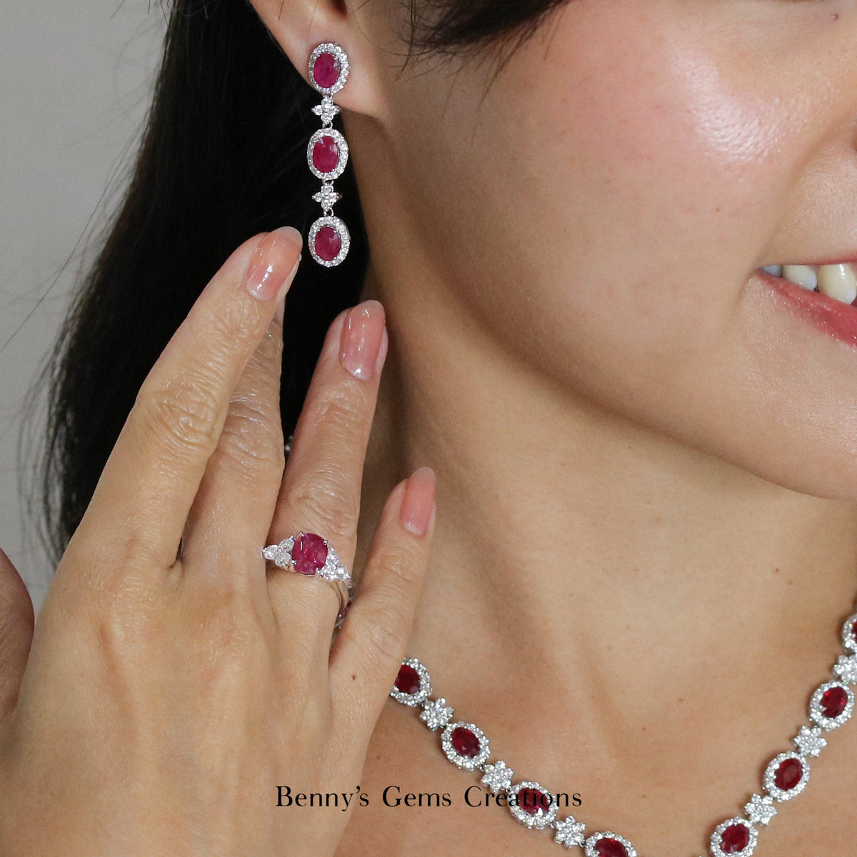 Crimson Radiance Ruby Diamond Ring - Benny's Gems Creations