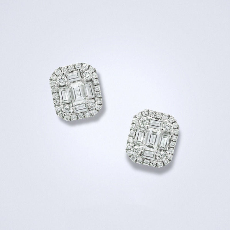 Dainty Baguette Cluster Diamond Earrings - Benny's Gems Creations