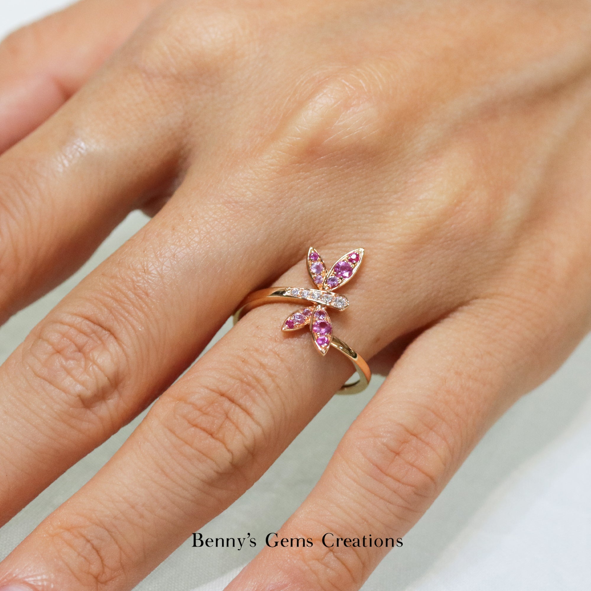Dainty Dragonfly Sapphire Ring - Benny's Gems Creations