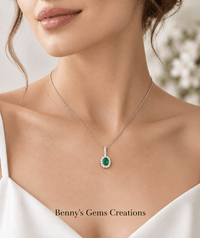 Dainty Emerald Diamond Pendant - Benny's Gems Creations