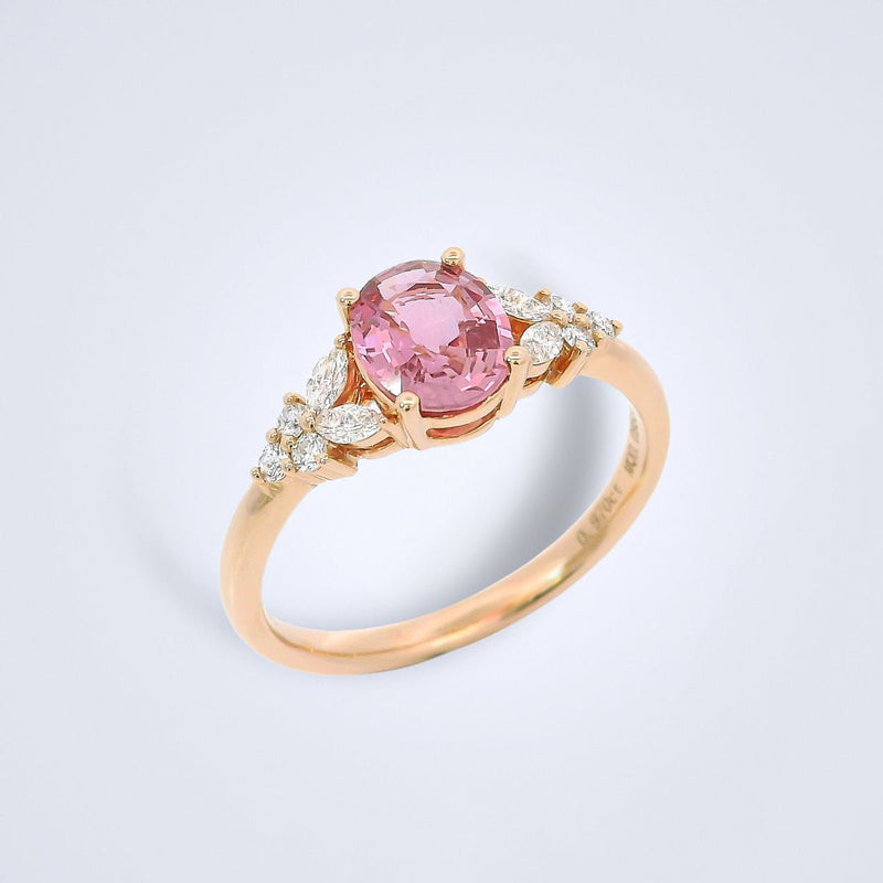Dainty Padparadscha Diamond Ring - Benny's Gems Creations