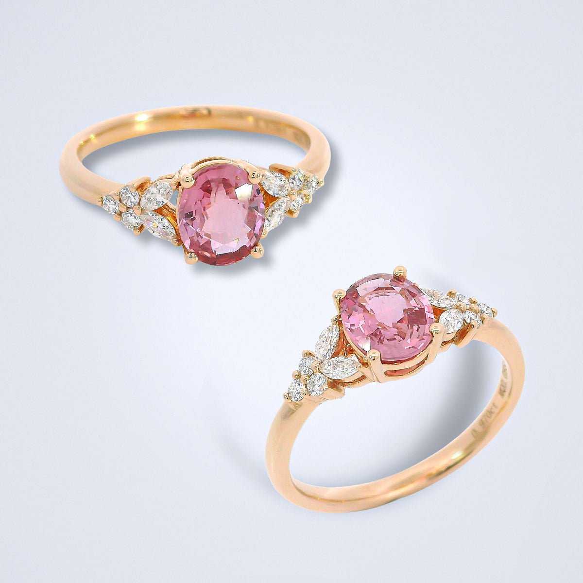 Dainty Padparadscha Diamond Ring - Benny's Gems Creations