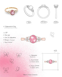 Dainty Padparadscha Diamond Ring - Benny's Gems Creations