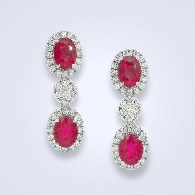 Dangling Ruby Glamour Diamond Earrings - Benny's Gems Creations