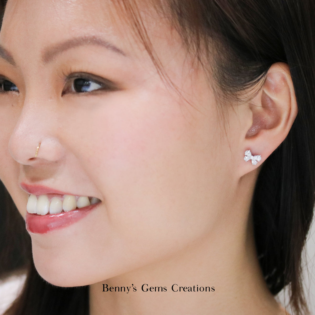 Delicate Bows Diamond Earrings - Benny's Gems Creations